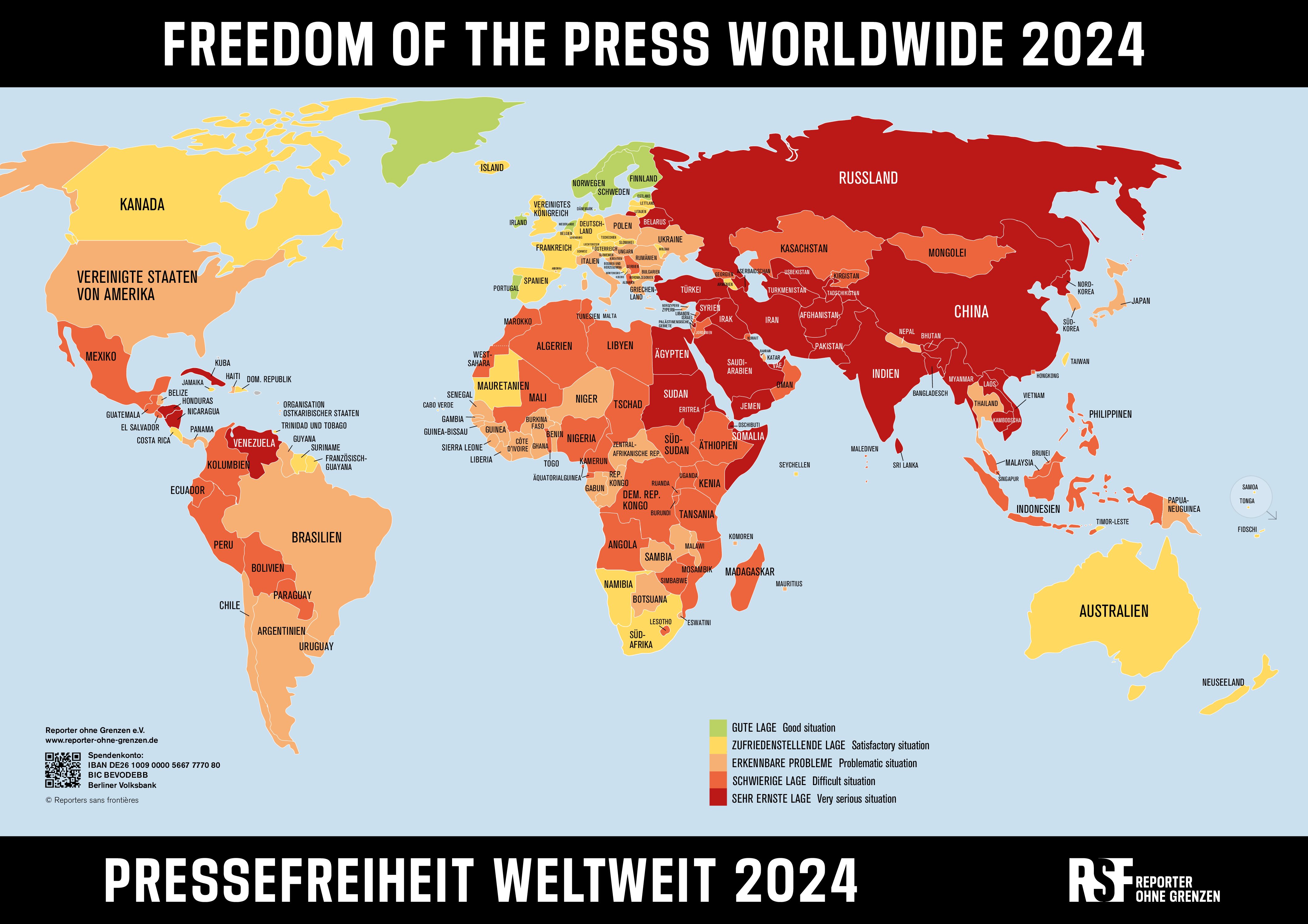 Classement mondial de la liberté de la presse 2024: le journalisme sous pressions politiques
